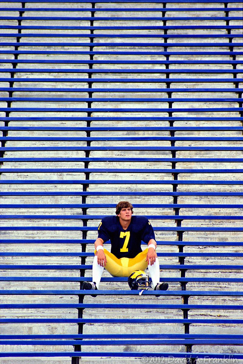 Quarterback_UofMichigan_RLeach_StadiumSteps_MagazineCover