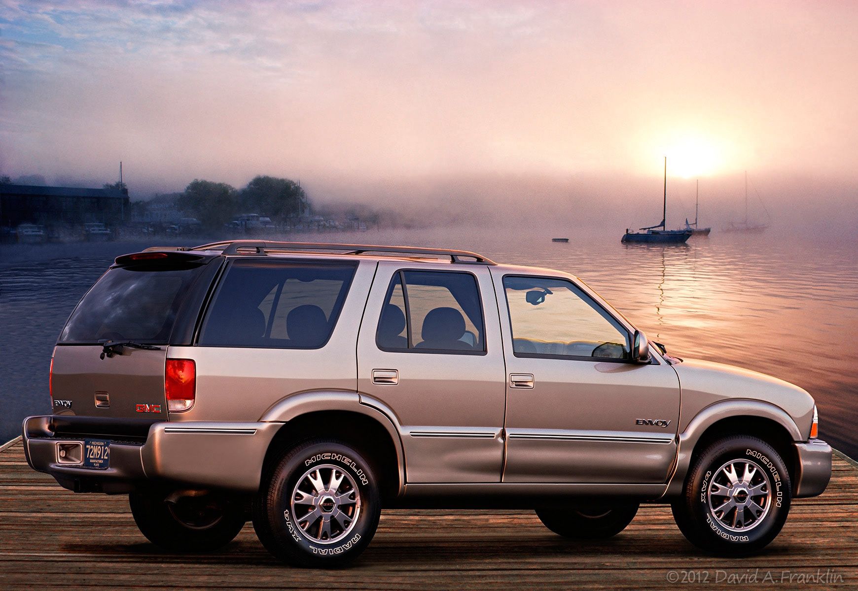 GMCEnvoy_Taupe_R34_OnBoatDock_Sunrise_SaugatuckMI