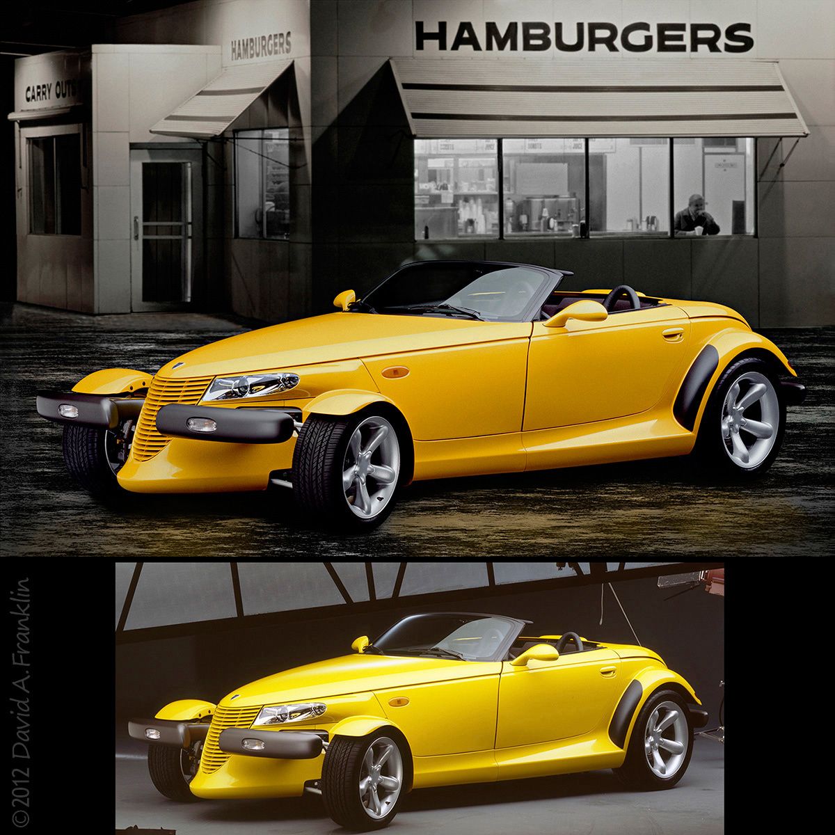 Retouching_PlymouthProwler_HomageToNighthawk_DigitalForeground&HamburgerJoint