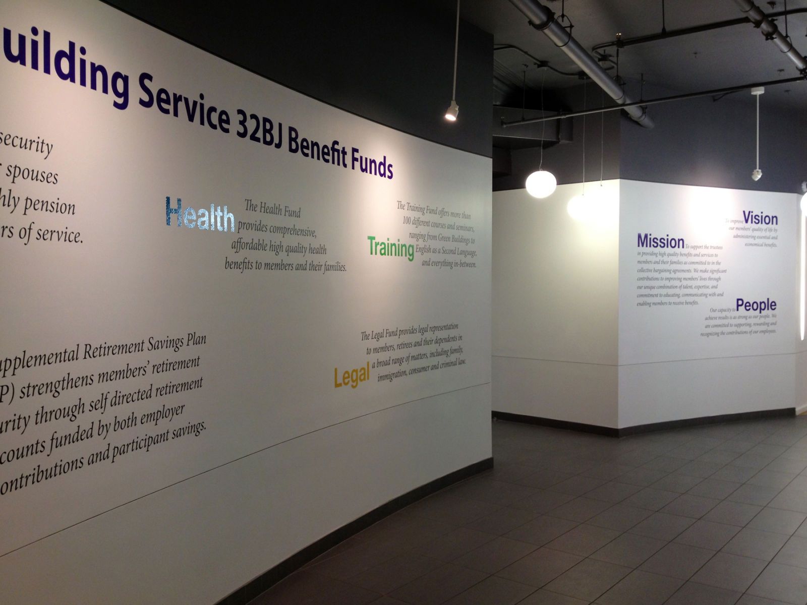 Graphic Text Wall Installation at 32BJ