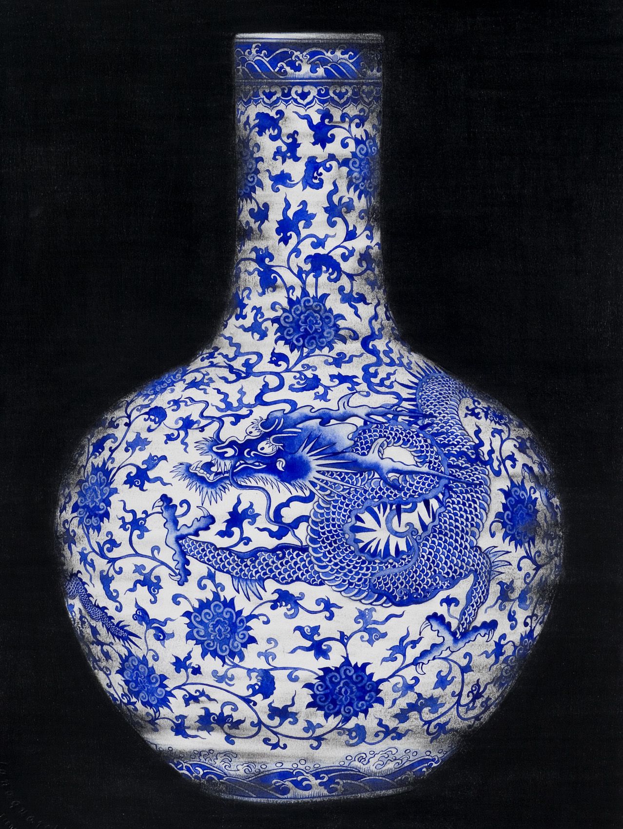 Blue Qianlong Dragon Vase
