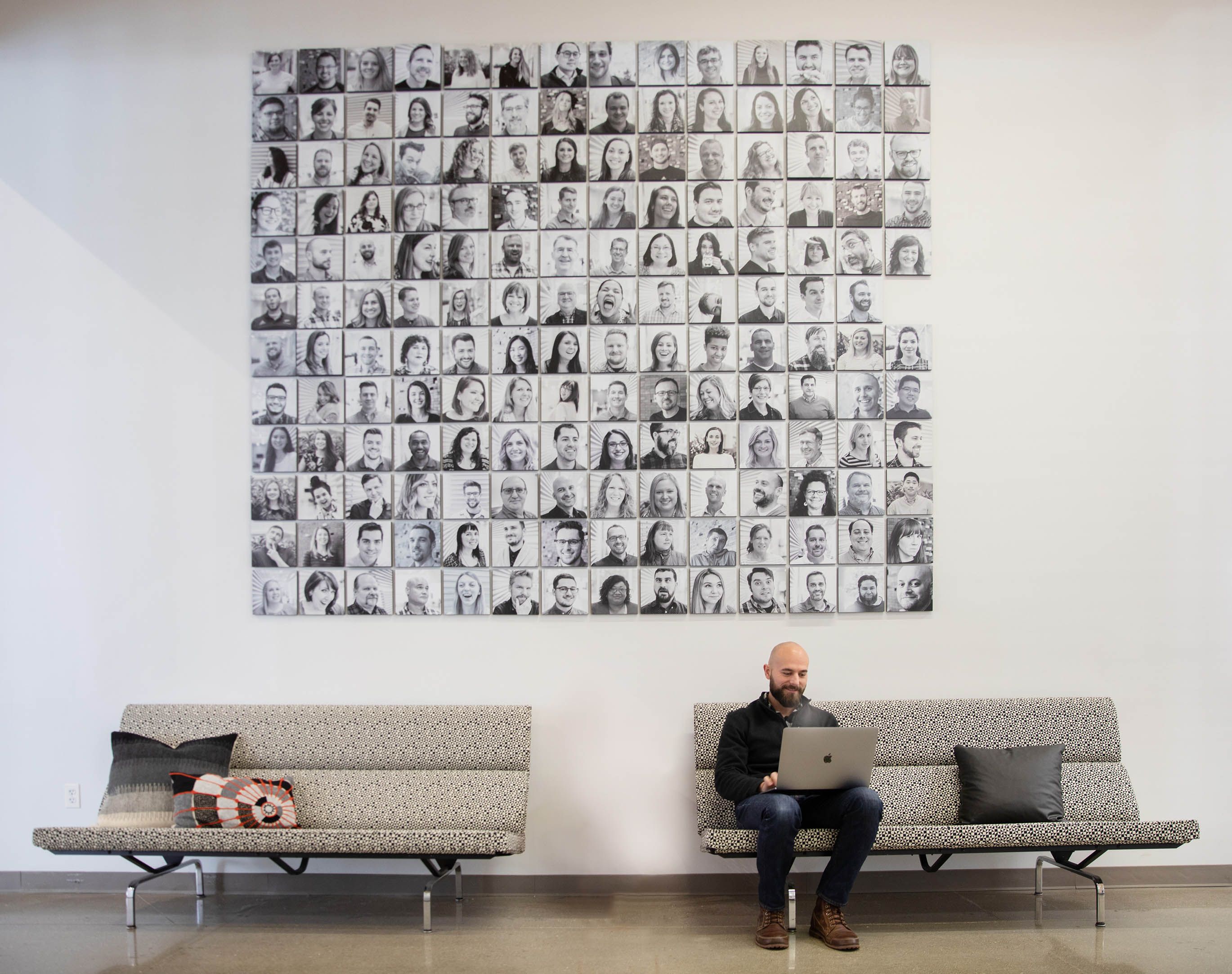 Corporate office with portrait wall