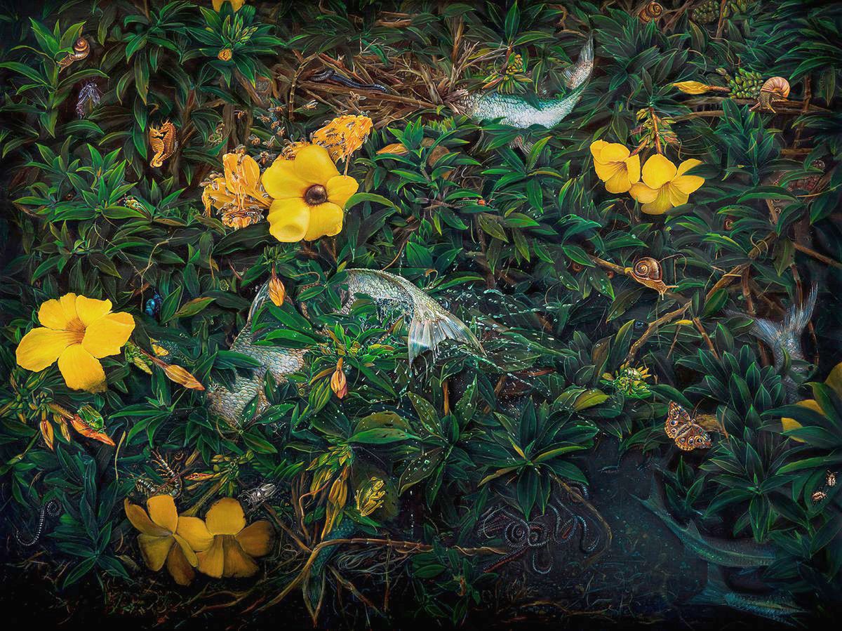 30" x 40 " acrylic on canvas , 2019. CAJA DE  MAYO | SOLD