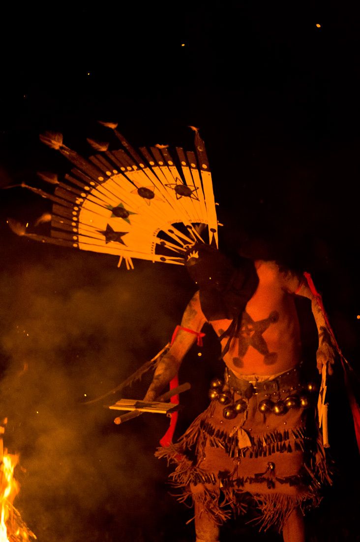 01524 Apache Ga'an Mountain Spirit Dancer in Bonfire Light