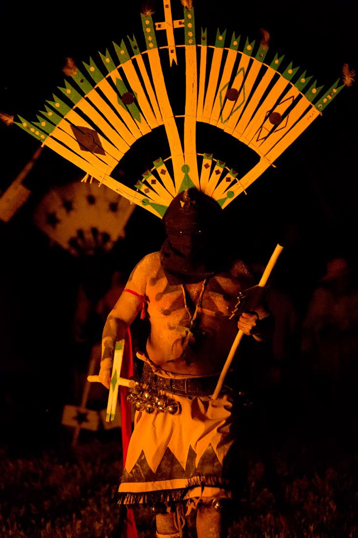 01522 Apache Ga'an Mountain Spirit Dancer in Bonfire Light