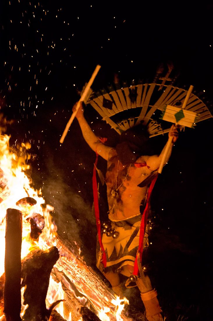 01521 Apache Ga'an Mountain Spirit Dancer in Bonfire Light