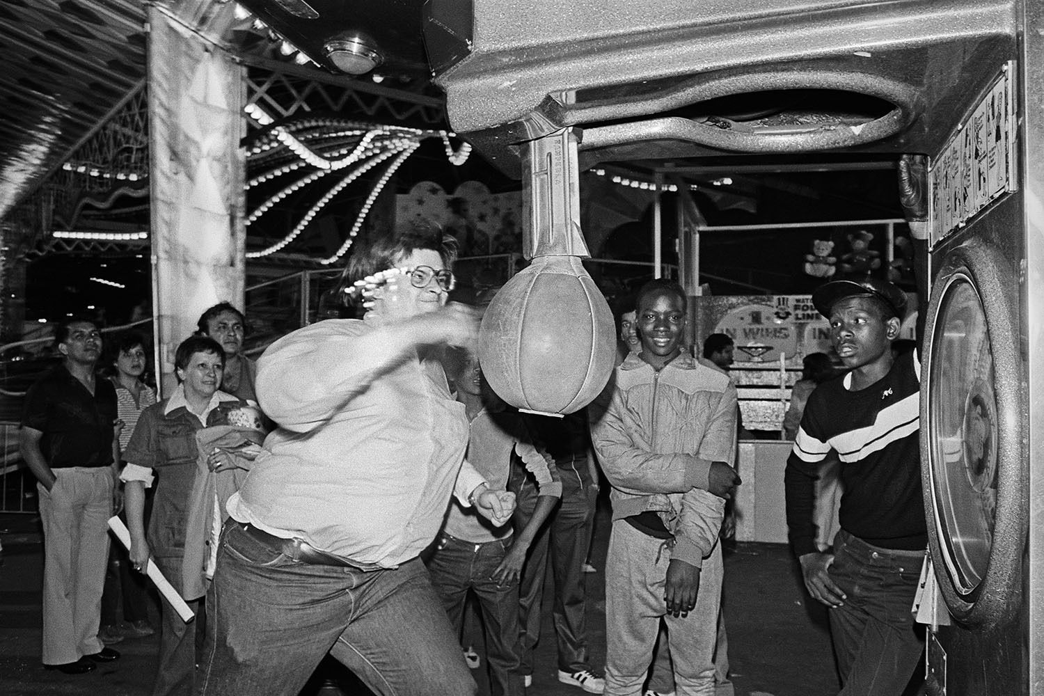 Punching bag game, Coney Island, 1983