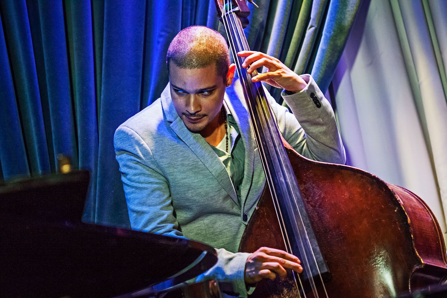 Bassist Luques Curtis performs with Eddie Palmieri at the Blue Note, NYC