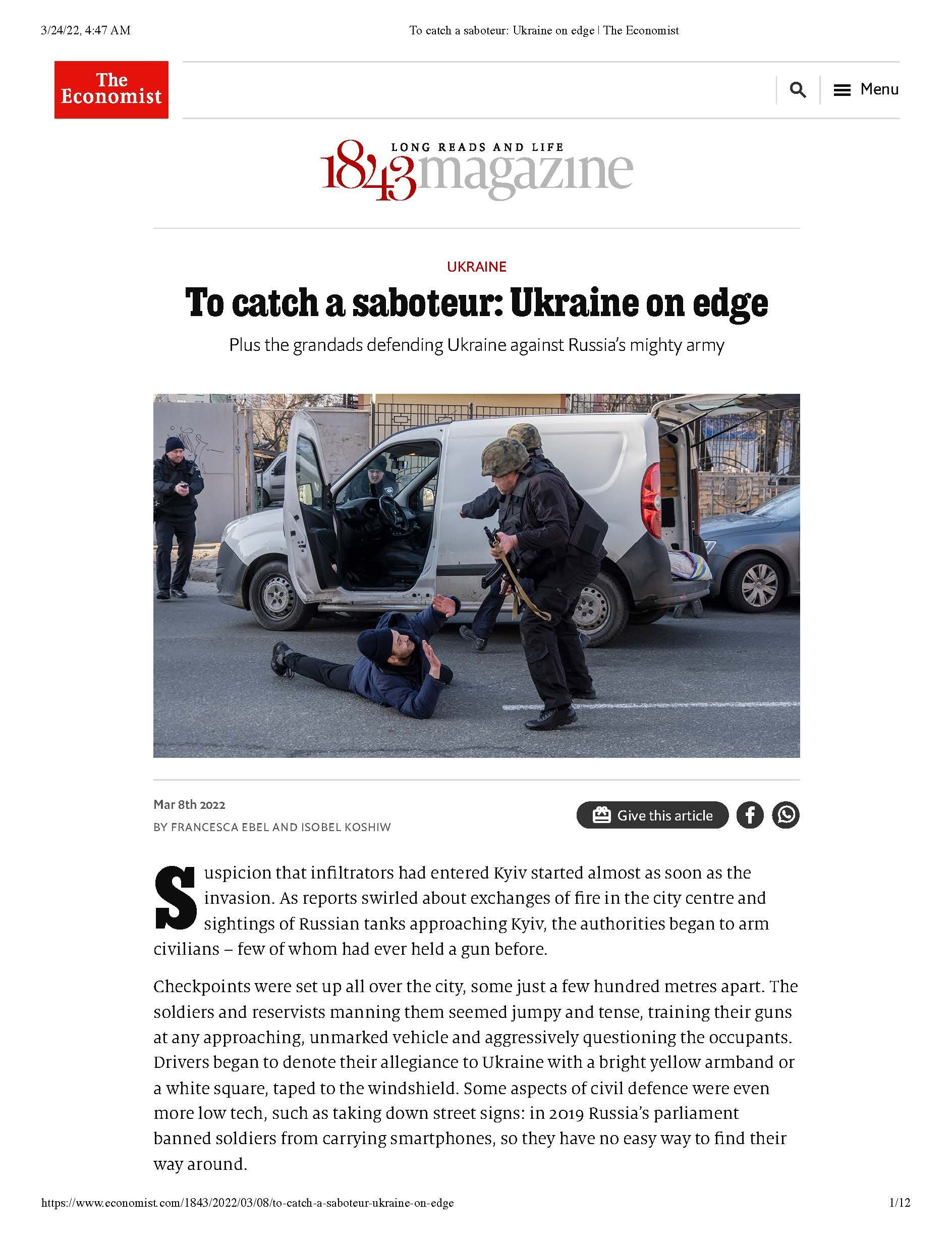To catch a saboteur_ Ukraine on edge