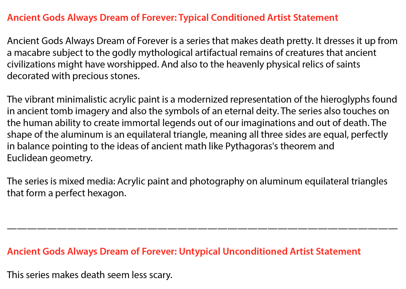 Ancient Gods Always Dream of Forever is a series created by mixed media photographer Victor Koroma.