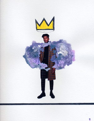King Cloud: Collage. Watercolors. Ink.