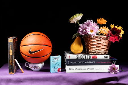 Black Flowers: Still Life with Basket Ball