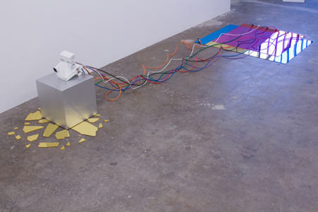A work in progress installation about how the technology that produced physical instant images from polaroid cameras transitioned into the technology that produced data file based images that exist instantly on smartphones, the internet, and apps like instagram. The Photographic Moment of Transcendent Transition: installation View
