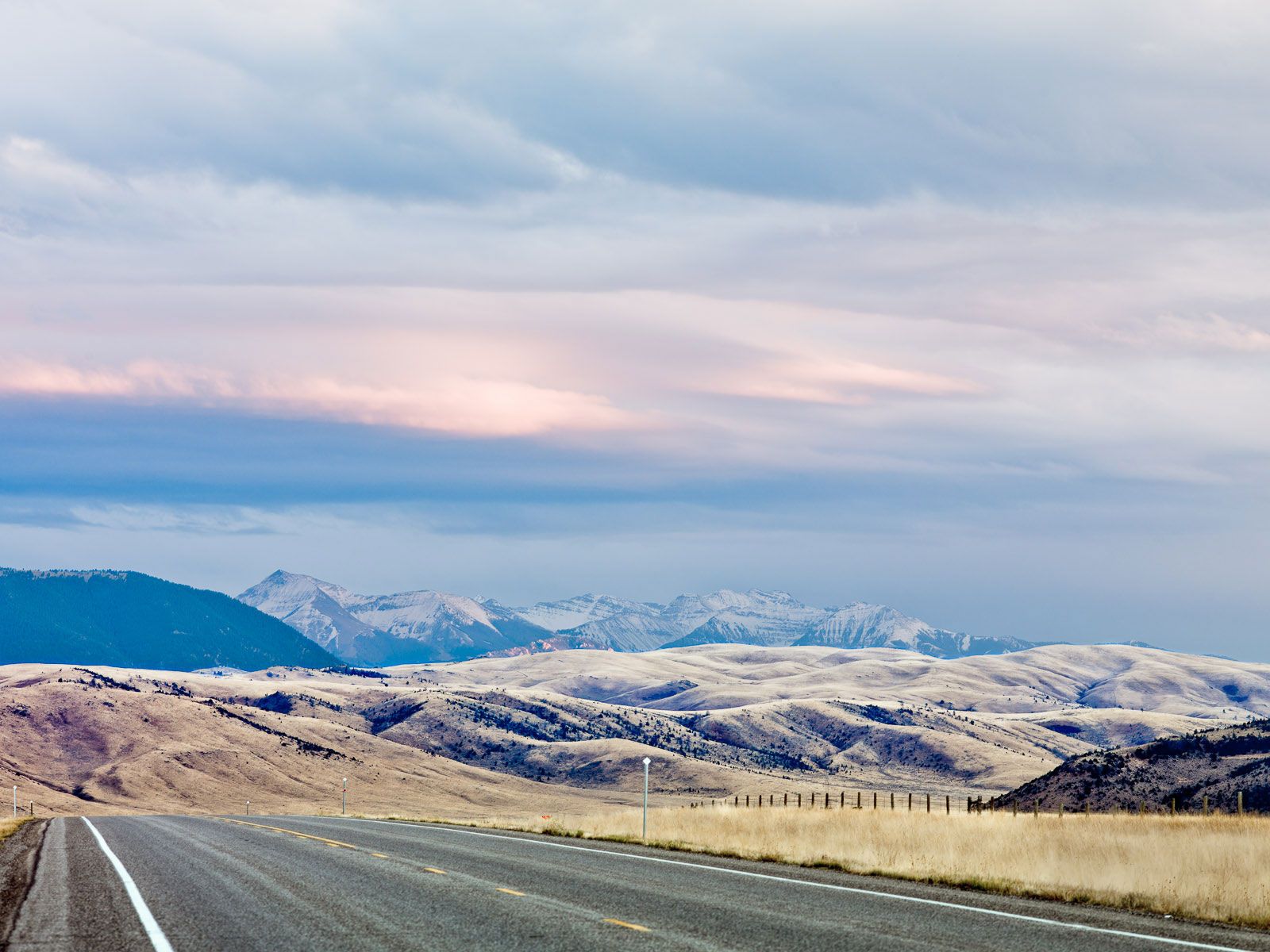 Sunset and Snow in the Mountains in Madison County Near Ennis, Montana