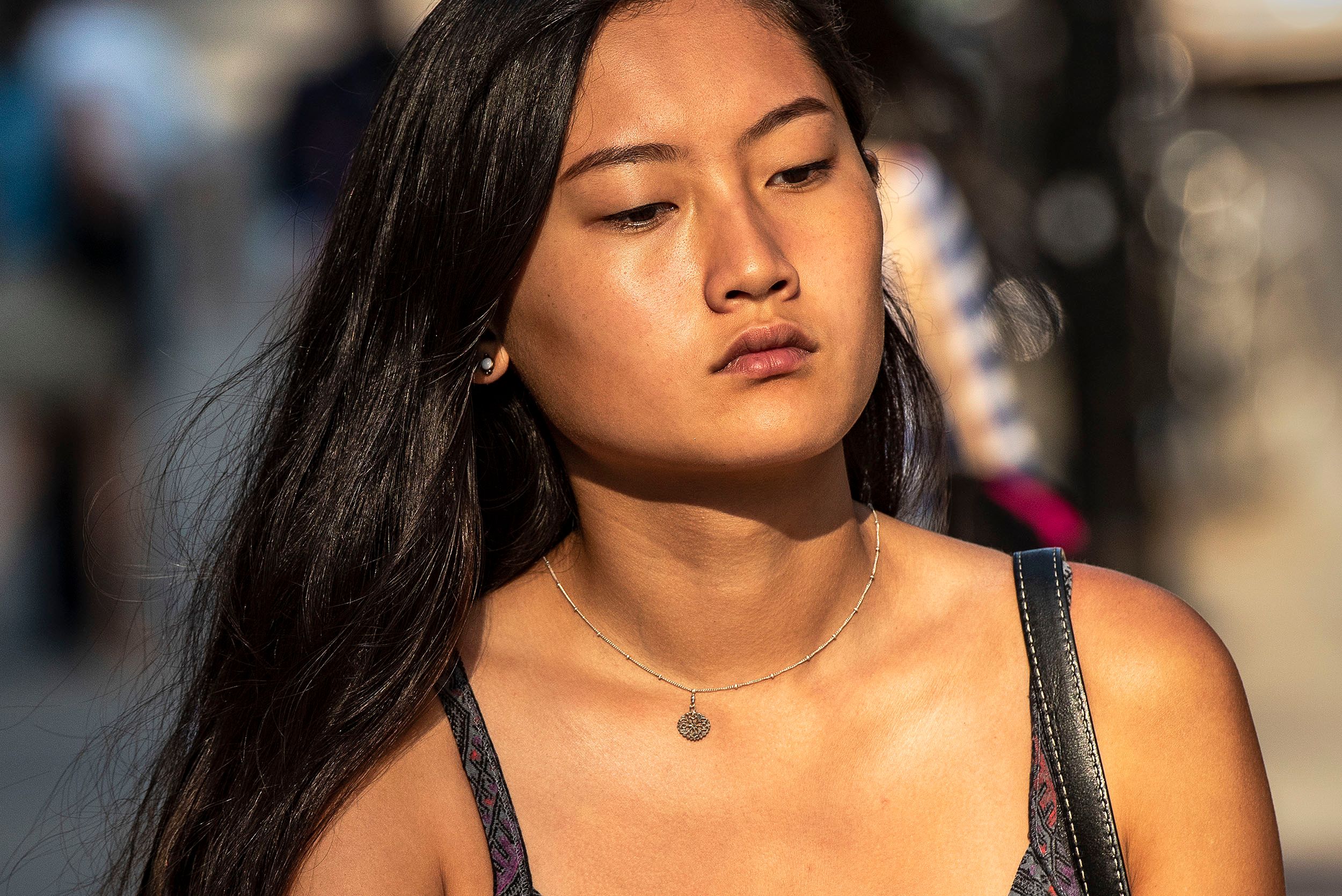 Woman crossing a street in Chicago Chicago