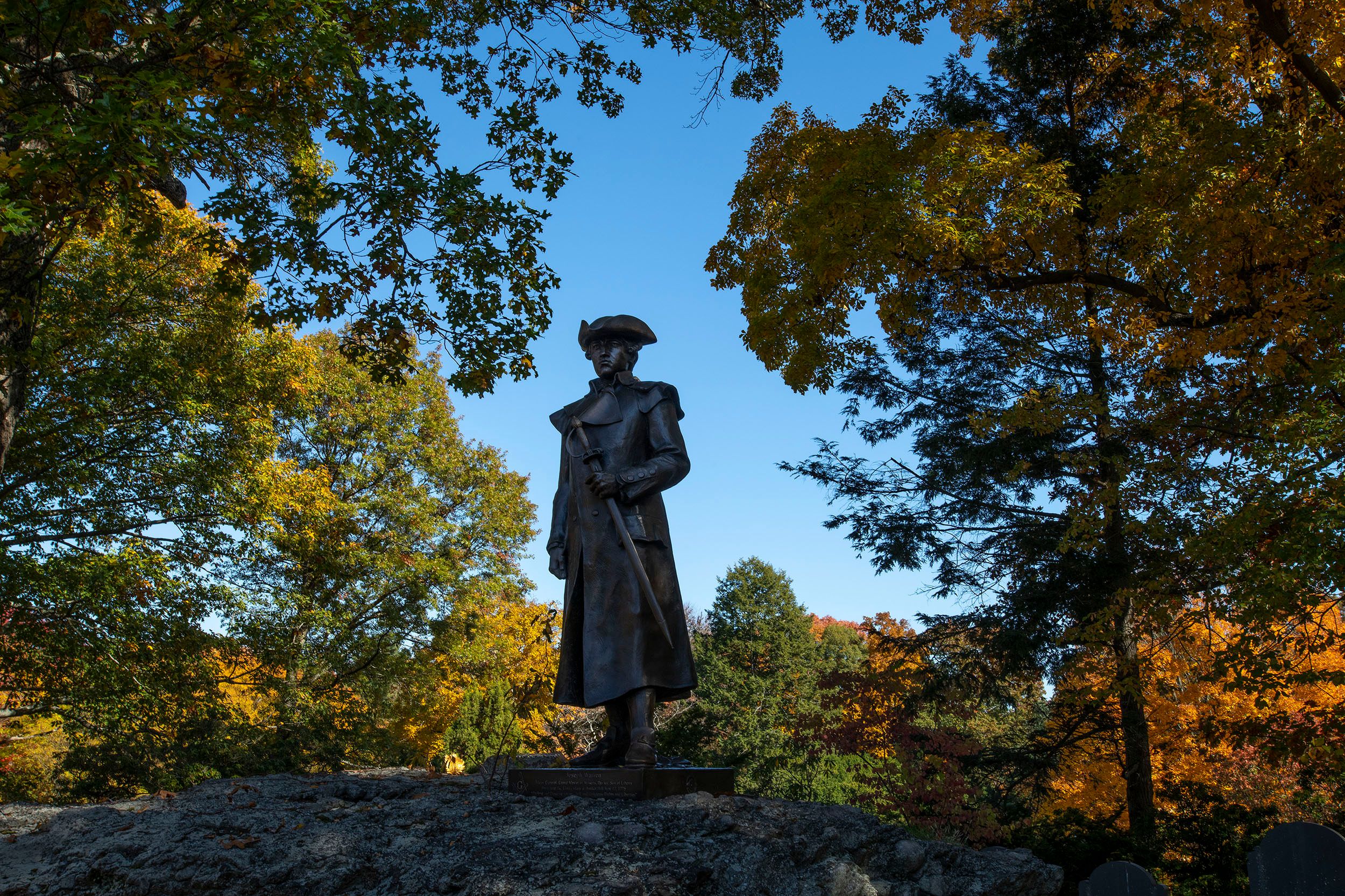 Grave site and statue of Dr Joseph Warren
