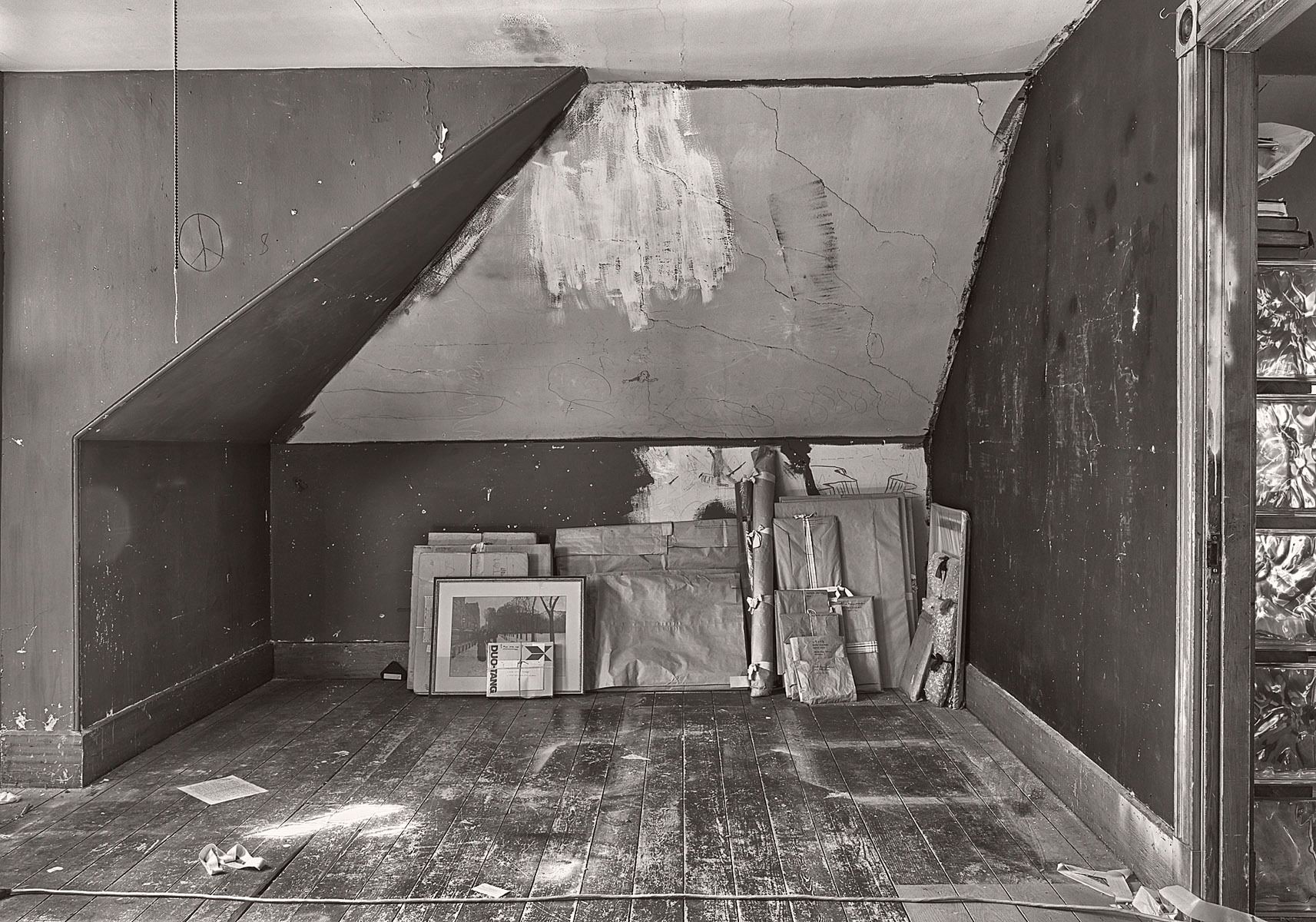 Pictures Wrapped in Paper in the Attic