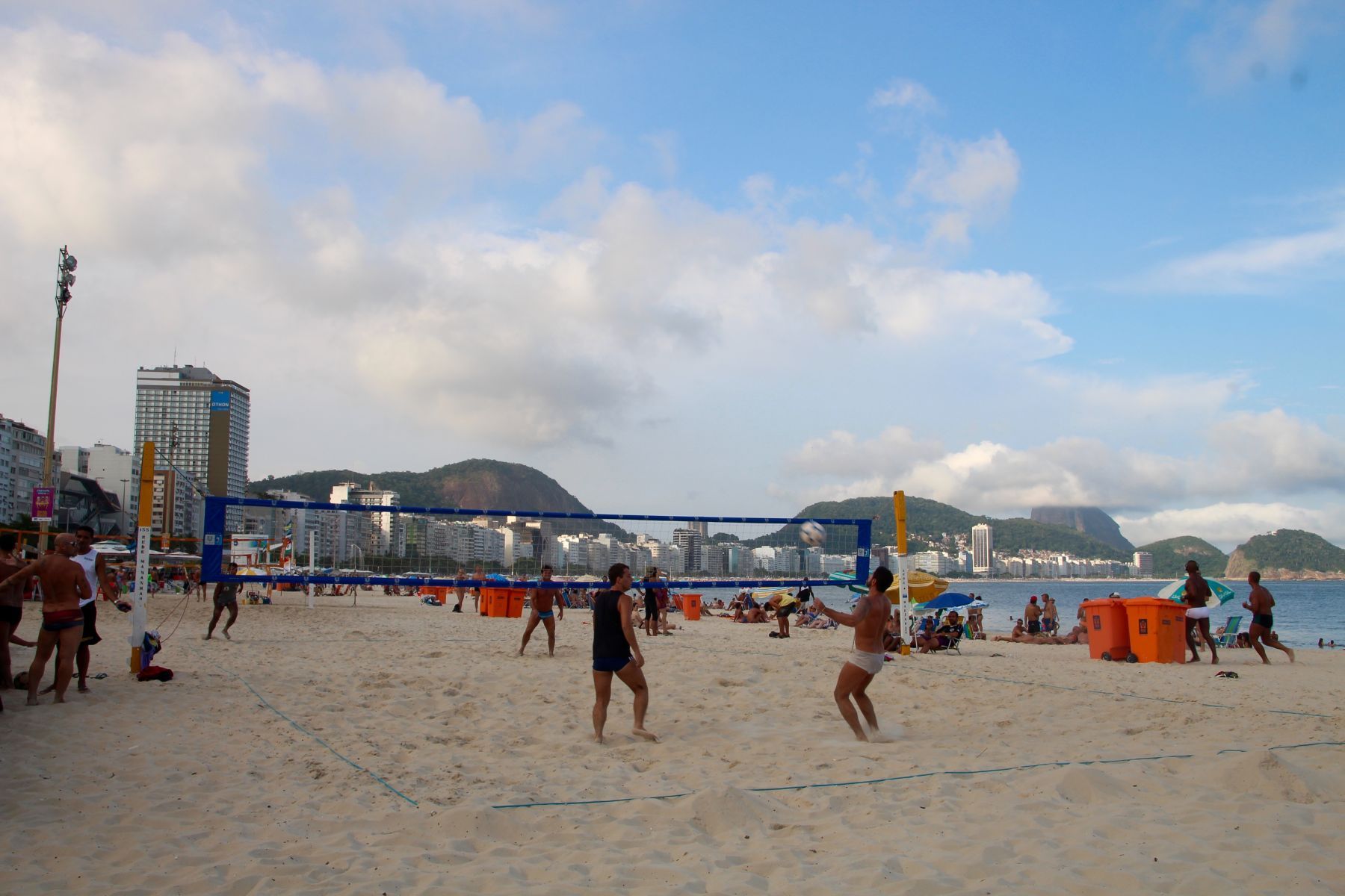 Cariocas (Rio de Janeiro natives) play footvolley in Copacabana.