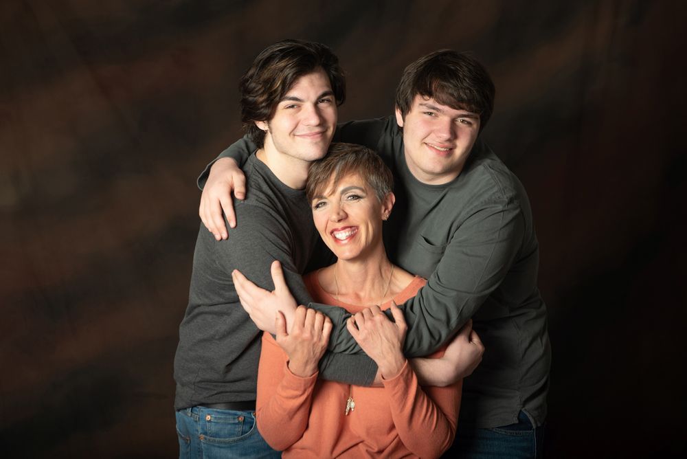 Mom and sons studio portrait