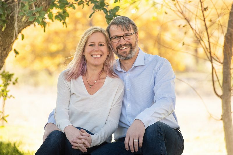 Couple's outdoor family portrait