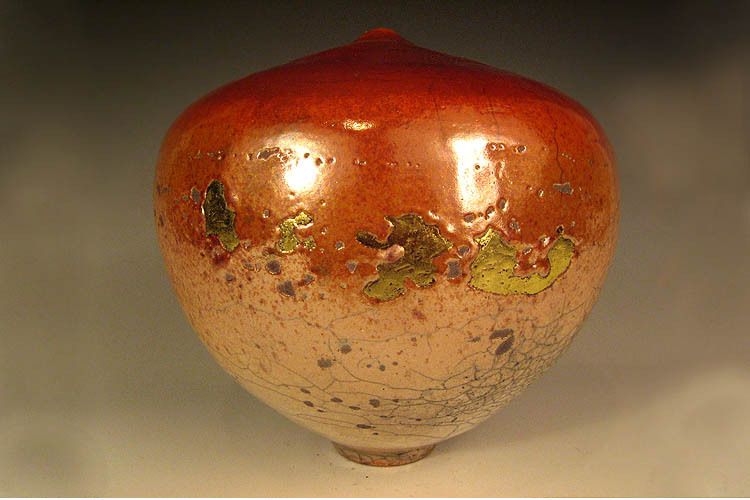 Gold-orange Luster Raku