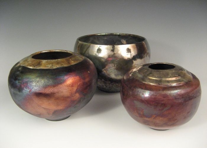 Three Small Raku Pots