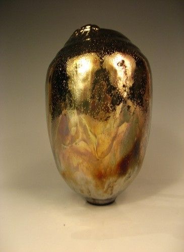 Gold Luster Raku Vase