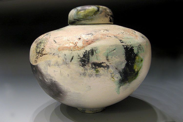 Porcelain, sagger-fired, fumed with chemicalsHt 26 cm Urn