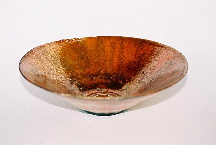 V-shaped Orange Luster Raku Bowl