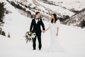 Bride and groom winter wedding