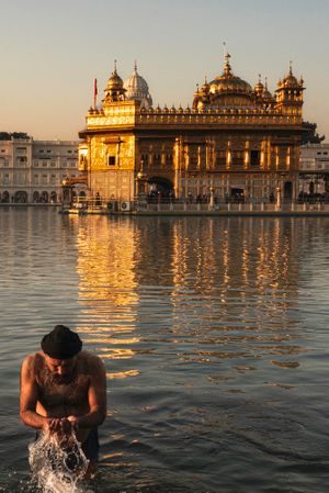 Man washing himself
