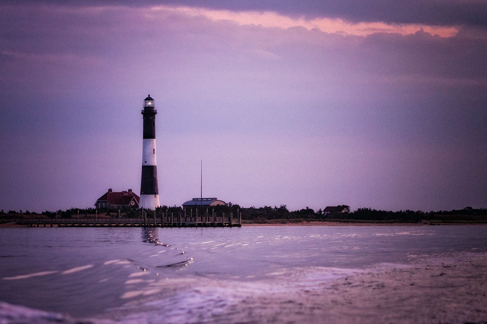 Fire Island Lighthouse from a boat FI Lighthouse