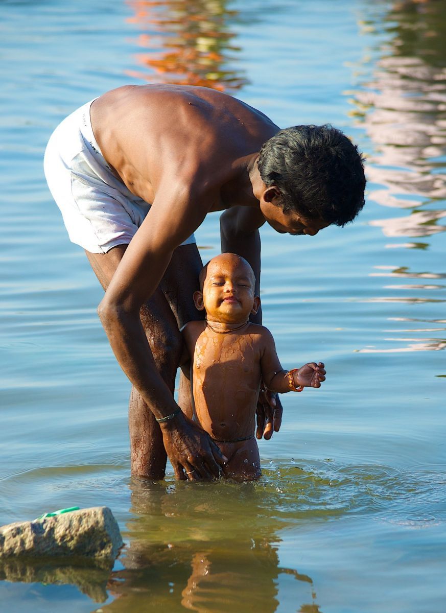 Bathing in the river