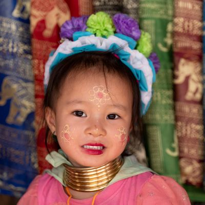 Long Neck Child with Elephants