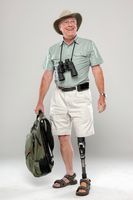 Hiker with artificial leg