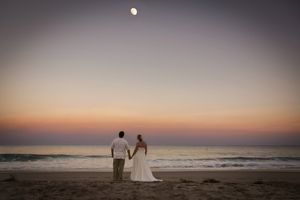 Bride and Groom gazing at the moon