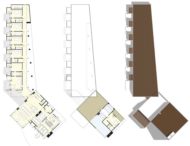 Plans of the main house and family living quarters.  The upperfloor roof deck provides 180 degree views of the coast. 1Twin_Reflections_Coastal_Retreat_4