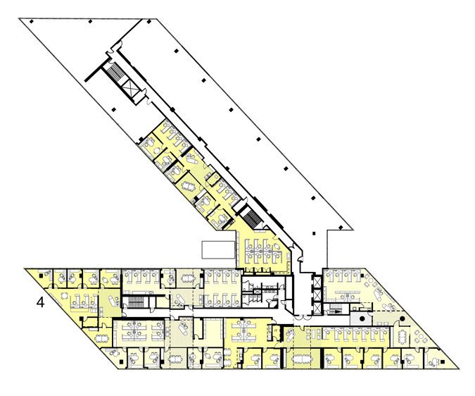 Fourth floor with smaller suites accessed from the corridor. 1Bayside_Plaza_Office_Building_2