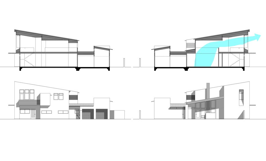 Building elevations and cross section illustrating natural ventilation. 1E_Street_Green_6