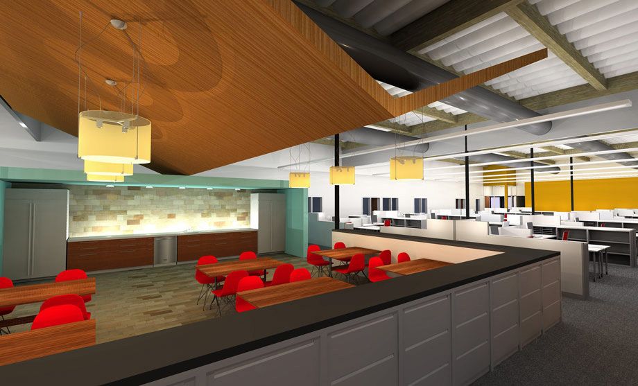 Builsing 2: floating acoustic canopy over the break area. 1Park_West_Light_Industrial_Office_Park_8