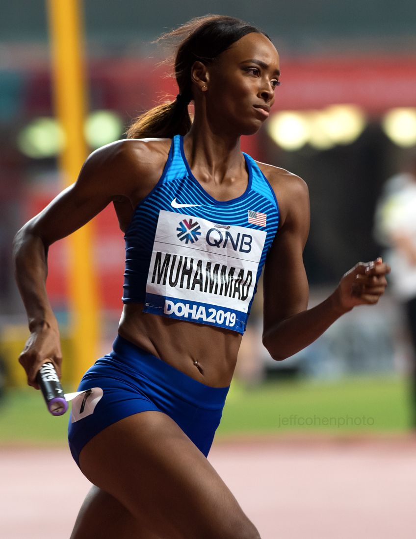 Daliliah Muhammad, 4x400 meter relay, Team USA , gold medal. 2019 IAAF World Athletics Championships Doha, Qatar.