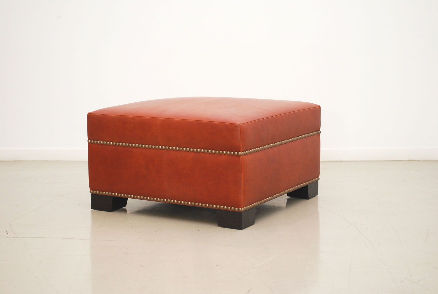 Custom Square Leather Ottoman