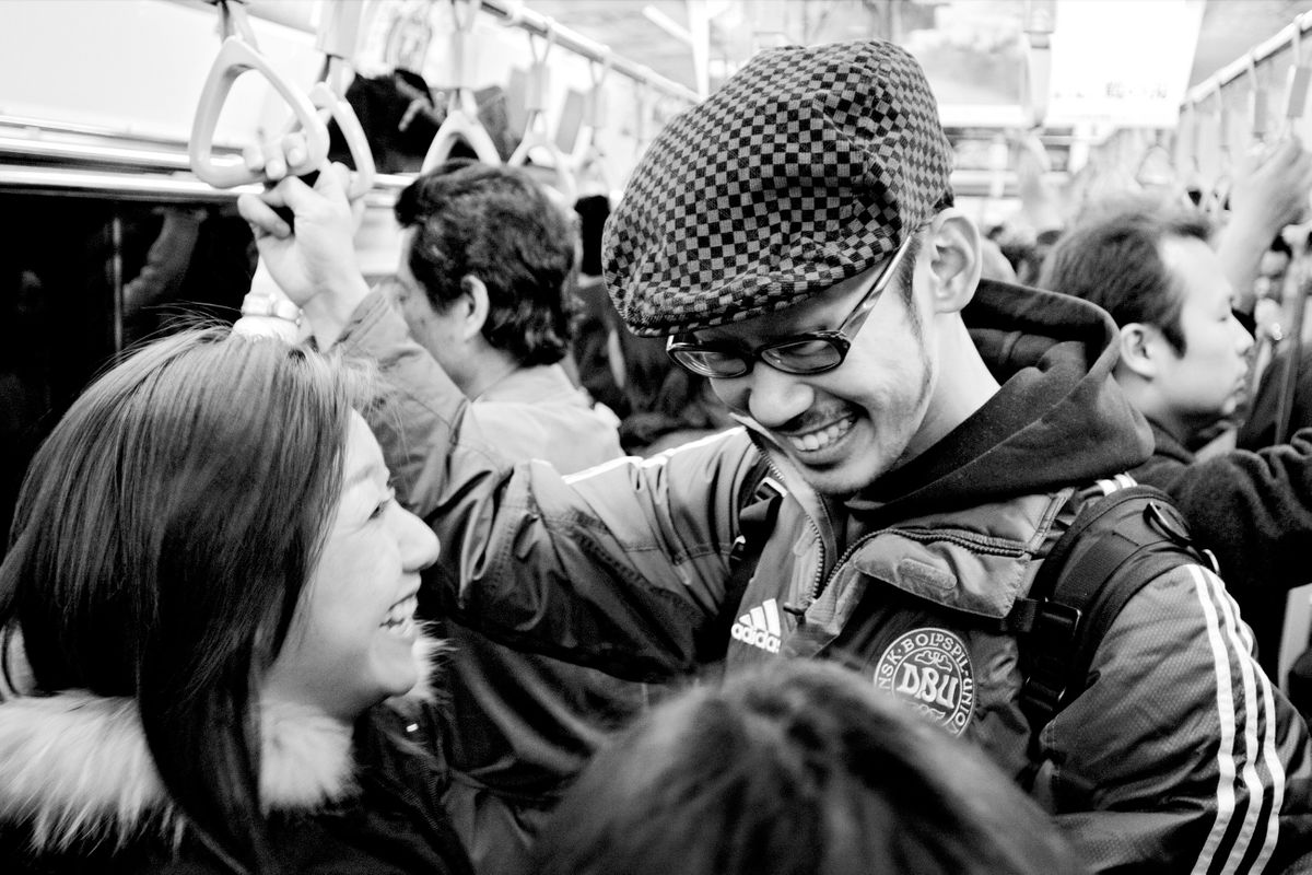 Late night subway ride. Tokyo, Japan