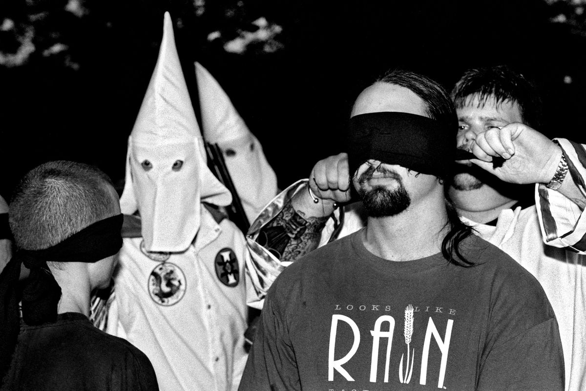 Aryan Nations Knights of the Ku Klux Klan initiation ceremony. Colt, Arkansas 2003