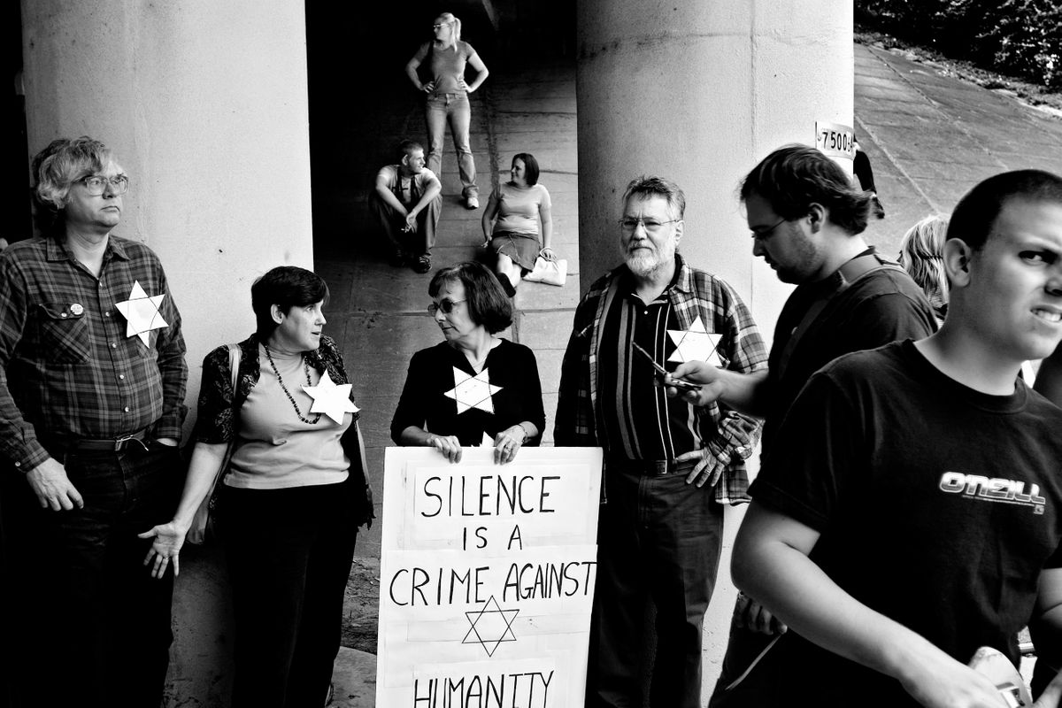 Counter protestors at a National Socialist Movement march. Orlando, Florida 2006