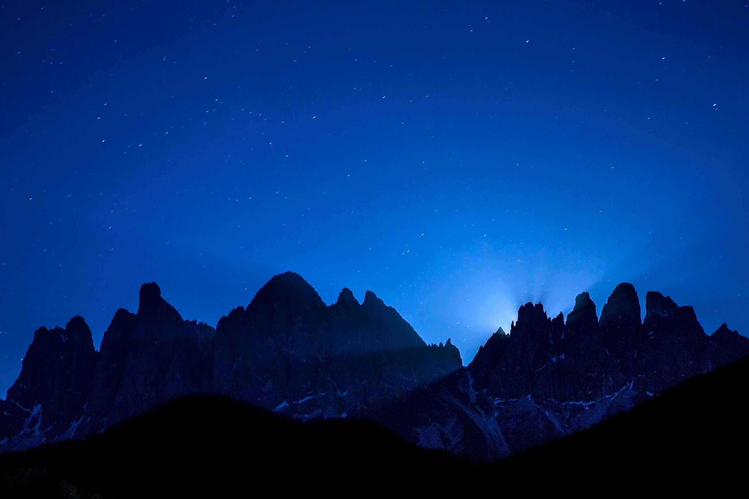 Moonrise, Odle/Geisler Range, Dolomite Mountains. Val Di Funes, Italy