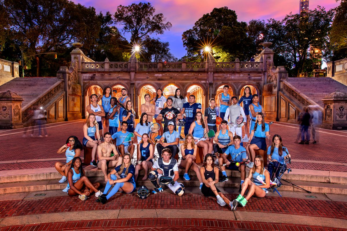 Columbia University Athletes. Bethesda Terrace, Central Park, New York