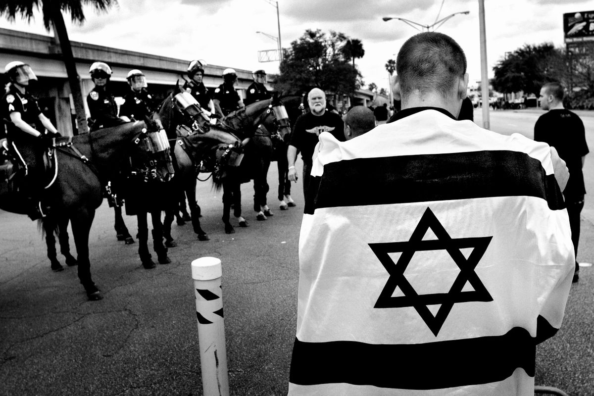 Counter protestors at a National Socialist Movement march. Orlando, Florida 2006