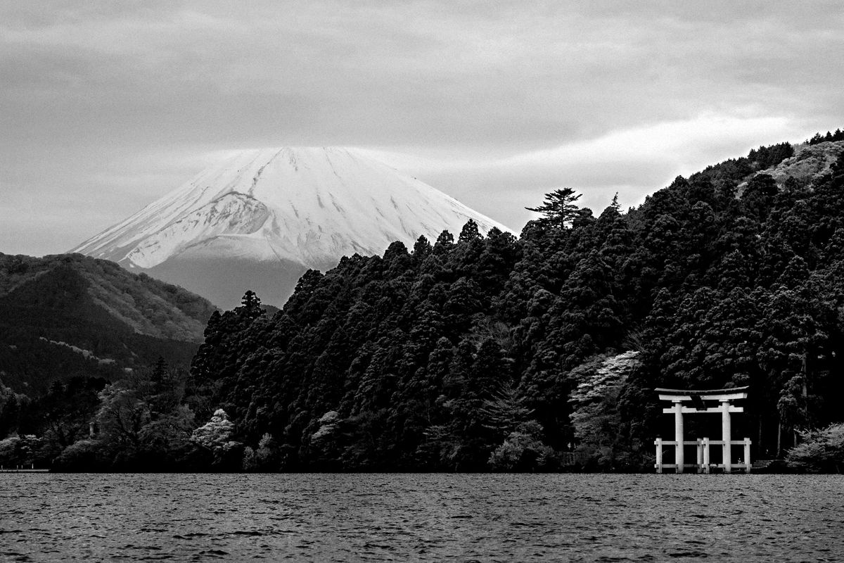 Mount Fuji & Lake Hakone. Fuji Hakone Izu National Park, Japan