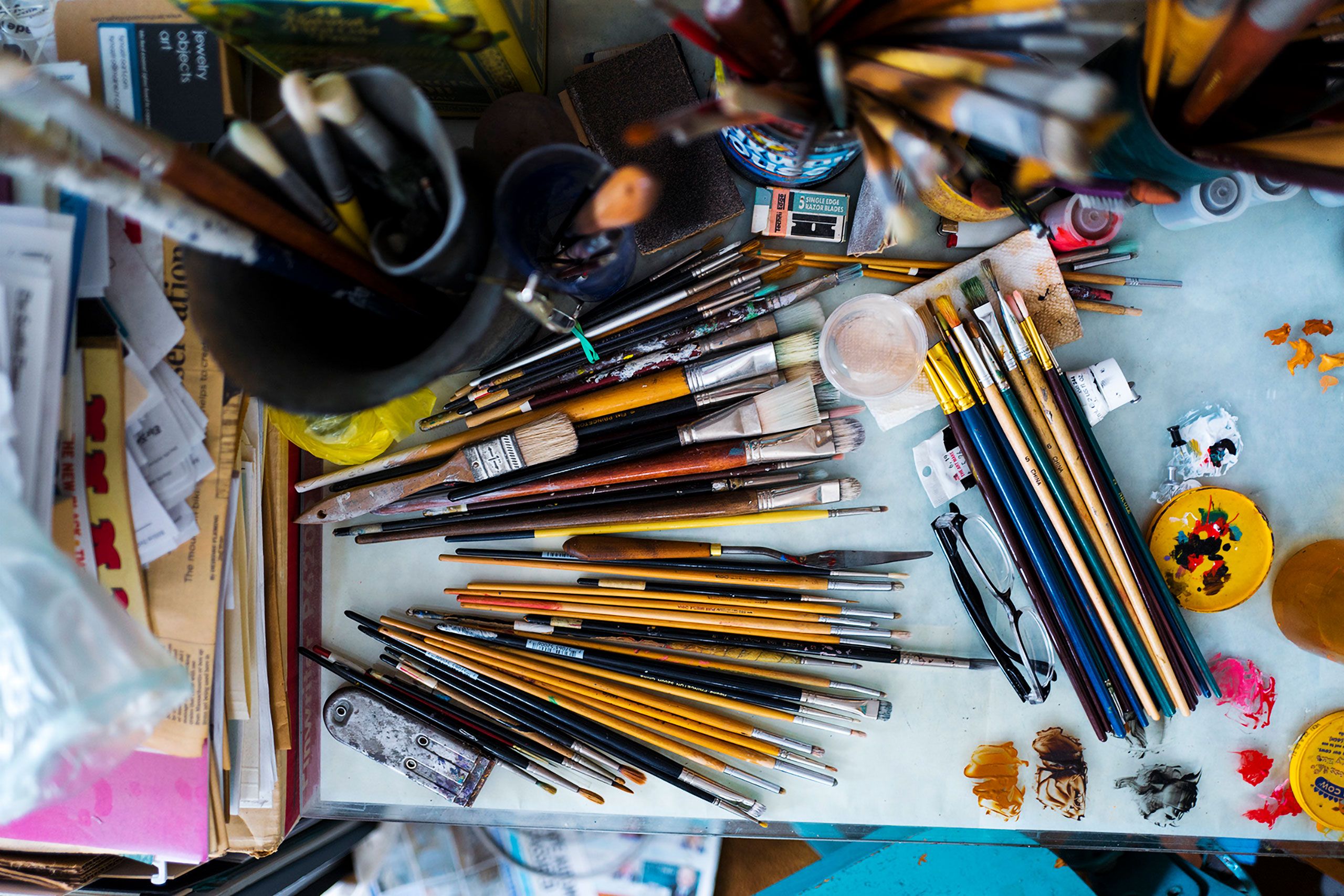 artist studio paint brushes